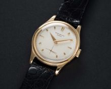 A FINE & RARE GENTLEMAN'S 18K SOLID GOLD PATEK PHILIPPE CALATRAVA WRIST WATCH CIRCA 1950s, REF. 2509