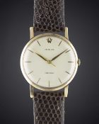A GENTLEMAN'S 9CT SOLID GOLD ROLEX PRECISION WRIST WATCH CIRCA 1960 Movement: 17J, manual wind, cal.