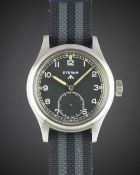 A GENTLEMAN'S STAINLESS STEEL BRITISH MILITARY ETERNA W.W.W. WRIST WATCH CIRCA 1940s, PART OF THE 