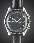 A GENTLEMAN'S STAINLESS STEEL OMEGA SPEEDMASTER PROFESSIONAL CHRONOGRAPH WRIST WATCH CIRCA 1988,
