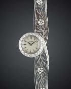 A FINE & RARE LADIES 18K SOLID WHITE GOLD & DIAMOND PIAGET BRACELET WATCH CIRCA 1960s Movement: