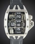 A GENTLEMAN'S STAINLESS STEEL DEVON TREAD 2 TIME BELT SHINING WRIST WATCH DATED 2014, WITH