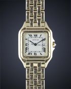 A GENTLEMAN'S SIZE 18K SOLID GOLD CARTIER PANTHERE BRACELET WATCH CIRCA 2000 Movement: Quartz,