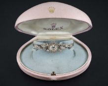 A FINE & RARE LADIES 18K SOLID WHITE GOLD & DIAMOND ROLEX PRECISION COCKTAIL BRACELET WATCH CIRCA