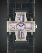 A LADIES 18K SOLID WHITE GOLD & DIAMOND ROGER DUBUIS 