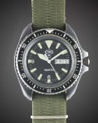 A GENTLEMAN'S PVD COATED UNISSUED BRITISH MILITARY ROYAL NAVY SBS CWC WRIST WATCH CIRCA 1990s