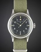 A GENTLEMAN'S STAINLESS STEEL BRITISH MILITARY IWC MARK 11 RAF PILOTS WRIST WATCH DATED 1952