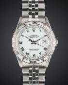 A GENTLEMAN'S STEEL & WHITE GOLD ROLEX OYSTER PERPETUAL DATEJUST 