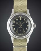A RARE GENTLEMAN'S STAINLESS STEEL BRITISH MILITARY LONGINES W.W.W. WRIST WATCH CIRCA 1940s, PART OF