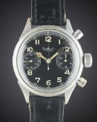 A GENTLEMAN'S GERMAN MILITARY HANHART LUFTWAFFE PILOTS FLYBACK CHRONOGRAPH WRIST WATCH CIRCA 1940s