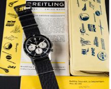 A VERY RARE GENTLEMAN'S STAINLESS STEEL BREITLING 765 CO PILOT CHRONOGRAPH WRIST WATCH CIRCA 1965,