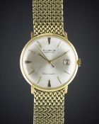 A RARE GENTLEMAN'S 14K SOLID GOLD HUGUENIN AUTOMATIC CHRONOMETRE BRACELET WATCH DATED 1961, REF.