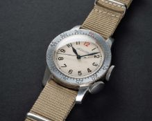 A RARE GENTLEMAN'S STAINLESS STEEL BRITISH MILITARY RAF LECOULTRE WEEMS AVIATORS WRIST WATCH DATED