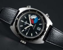 A GENTLEMAN'S STAINLESS STEEL HEUER SKIPPER AUTOMATIC CHRONOGRAPH WRIST WATCH CIRCA 1980s, REF.