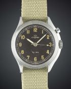 A RARE GENTLEMAN'S STAINLESS STEEL SWEDISH MILITARY LEMANIA TG 195 SINGLE BUTTON 