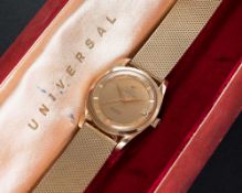 A RARE GENTLEMAN'S 18K SOLID GOLD UNIVERSAL GENEVE POLEROUTER DATE 