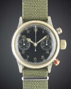 A RARE GENTLEMAN'S GERMAN MILITARY GLASHUTTE TUTIMA LUFTWAFFE PILOTS CHRONOGRAPH WRIST WATCH CIRCA