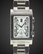 A GENTLEMAN'S STAINLESS STEEL BULGARI RETTANGOLO CHRONOGRAPH BRACELET WATCH CIRCA 2010, REF. RTC