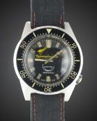 A GENTLEMAN'S STAINLESS STEEL SQUALE SPIROTECHNIQUE PROFESSIONAL 100 ATMOS DIVERS WRIST WATCH