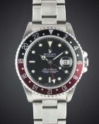 A GENTLEMAN'S STAINLESS STEEL ROLEX OYSTER PERPETUAL DATE GMT MASTER II BRACELET WATCH CIRCA 1988,