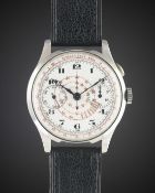 A RARE GENTLEMAN'S STAINLESS STEEL ULYSSE NARDIN SINGLE BUTTON CHRONOGRAPH WRIST WATCH CIRCA