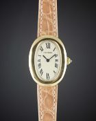 A LADIES 18K SOLID GOLD CARTIER BAIGNOIRE WRIST WATCH CIRCA 1990s, REF. 8057910 Movement: Quartz,