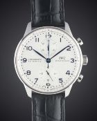 A GENTLEMAN'S STAINLESS STEEL IWC PORTUGUESE AUTOMATIC CHRONOGRAPH WRIST WATCH CIRCA 2000s, REF.