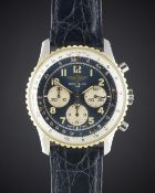 A GENTLEMAN'S STEEL & GOLD BREITLING NAVITIMER 92 CHRONOGRAPH WRIST WATCH DATED 1995, REF. D30022