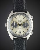 A GENTLEMAN'S STAINLESS STEEL HEUER CARRERA AUTOMATIC CHRONOGRAPH WRIST WATCH CIRCA 1970s, REF.