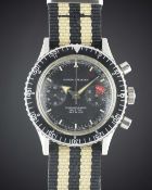 A GENTLEMAN'S STAINLESS STEEL NIVADA GRENCHEN CHRONOMASTER AVIATOR SEA DIVER CHRONOGRAPH WRIST WATCH