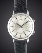 A GENTLEMAN'S STAINLESS STEEL JAEGER LECOULTRE MEMOVOX AUTOMATIC ALARM WRIST WATCH CIRCA 1960s, REF.