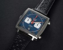 A RARE GENTLEMAN'S STAINLESS STEEL HEUER MONACO 