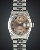 A GENTLEMAN'S STEEL & WHITE GOLD ROLEX OYSTER PERPETUAL DATEJUST BRACELET WATCH CIRCA 1991, REF.
