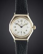 A GENTLEMAN'S 9CT SOLID GOLD ROLEX OYSTER OCTAGONAL WRIST WATCH CIRCA 1930s Movement: 15J, manual