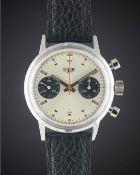 A RARE GENTLEMAN'S CHROME PLATED HEUER CHRONOGRAPH WRIST WATCH CIRCA 1960s, REF. 7721 WITH 
