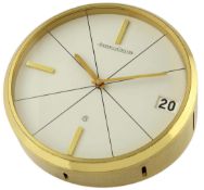 A GILT METAL 8 DAY JAEGER LECOULTRE DESK CLOCK CIRCA 1960s Movement: Manual wind 8 day movement.