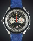 A GENTLEMAN'S STAINLESS STEEL BREITLING NAVITIMER CHRONO-MATIC CHRONOGRAPH WRIST WATCH CIRCA 1968,