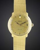 A GENTLEMAN'S 18K SOLID GOLD OMEGA GENEVE BRACELET WATCH CIRCA 1972, REF. 166.070 WITH SOLID GOLD 