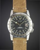 A RARE GENTLEMAN'S STAINLESS STEEL GLYCINE AIRMAN AOPA PILOTS WRIST WATCH CIRCA 1960, WITH AOPA