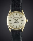 A GENTLEMAN'S 14K SOLID GOLD ROLEX OYSTER PERPETUAL WRIST WATCH DATED 1963, REF. 1003 PRESENTED TO