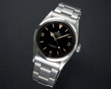 A RARE GENTLEMAN'S STAINLESS STEEL ROLEX OYSTER PERPETUAL EXPLORER BRACELET WATCH CIRCA 1958, REF.