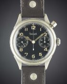 A GENTLEMAN'S GERMAN MILITARY HANHART LUFTWAFFE PILOTS SINGLE BUTTON CHRONOGRAPH WRIST WATCH CIRCA