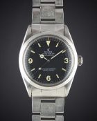 A GENTLEMAN'S STAINLESS STEEL ROLEX OYSTER PERPETUAL EXPLORER BRACELET WATCH CIRCA 1963, REF. 1016