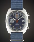 A GENTLEMAN'S CHROME PLATED LEMANIA CHRONOGRAPH WRIST WATCH CIRCA 1980s, REF. 12001 ISSUED TO AN