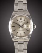 A GENTLEMAN'S STAINLESS STEEL ROLEX OYSTER PERPETUAL DATE BRACELET WATCH CIRCA 1970, REF. 1500
