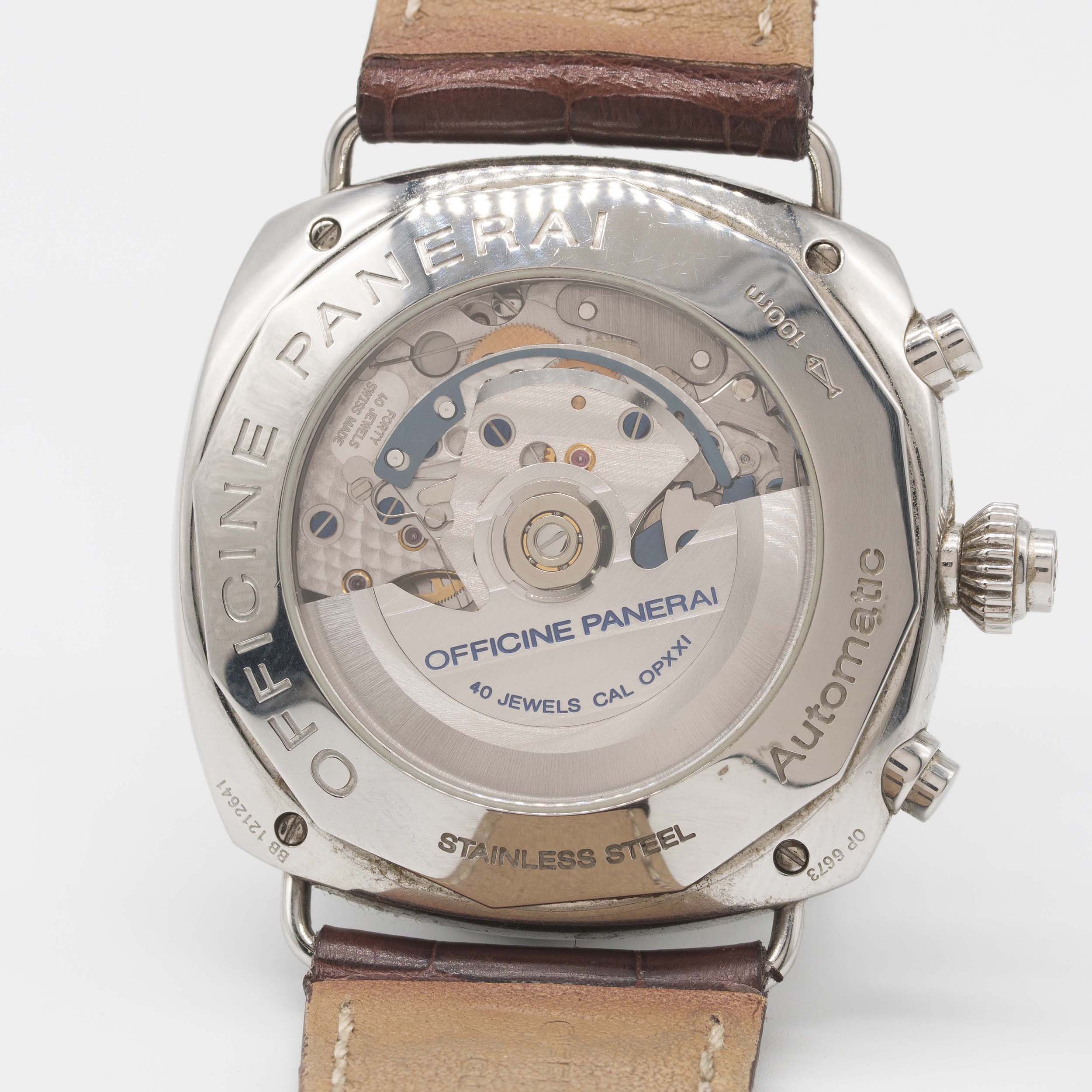 A GENTLEMAN'S STAINLESS STEEL PANERAI RADIOMIR 1/8TH SECOND RATTRAPANTE CHRONOGRAPH WRIST WATCH - Image 7 of 9