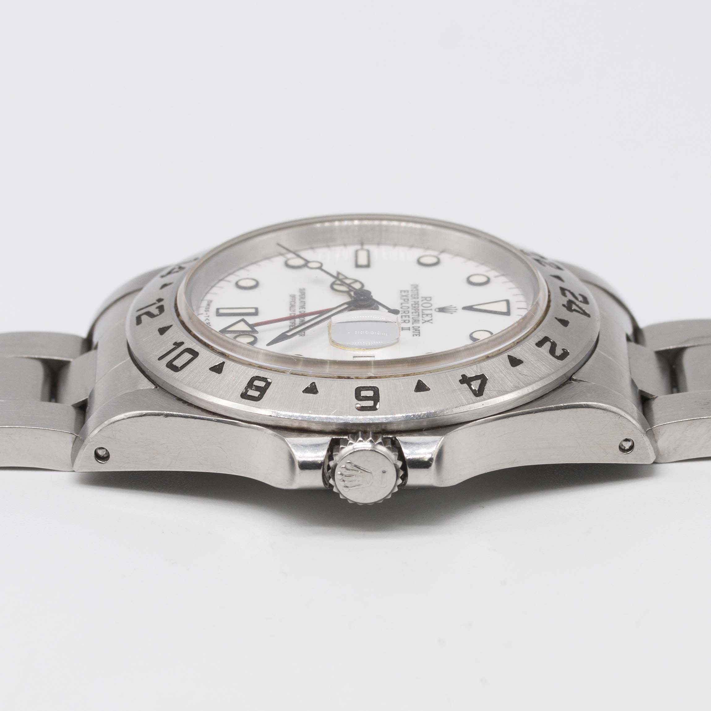 A GENTLEMAN'S STAINLESS STEEL ROLEX OYSTER PERPETUAL DATE EXPLORER II BRACELET WATCH DATED 1993, - Image 10 of 12