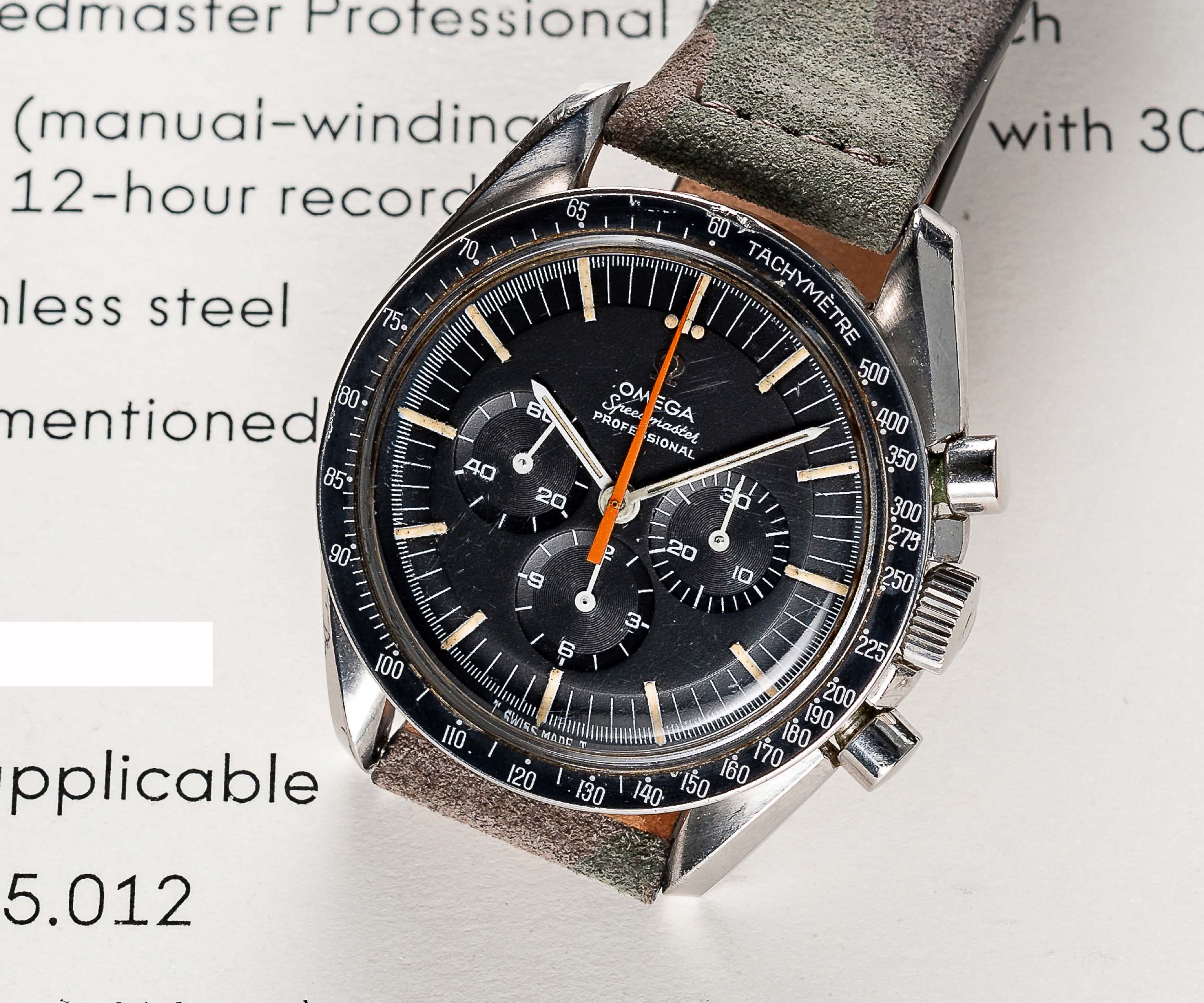 A VERY RARE GENTLEMAN'S STAINLESS STEEL OMEGA SPEEDMASTER PROFESSIONAL "ULTRAMAN" CHRONOGRAPH