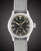 A GENTLEMAN'S STAINLESS STEEL BRITISH MILITARY TIMOR W.W.W. WRIST WATCH CIRCA 1940s, PART OF THE 