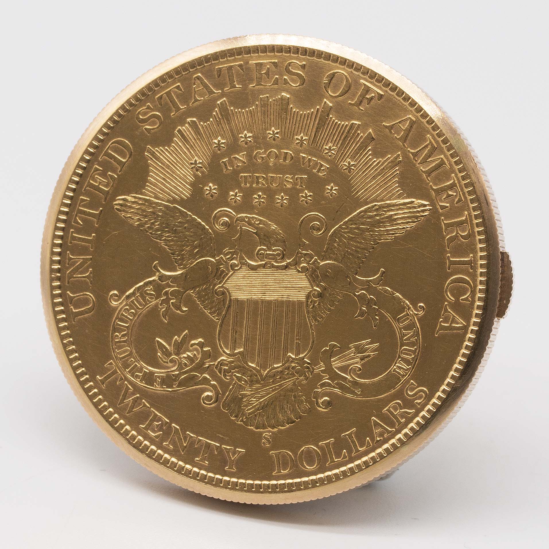 AN 18K SOLID GOLD CORUM 20 DOLLAR COIN WATCH DATED 1976, WITH THE ORIGINAL BOX & GUARANTEE Movement: - Image 5 of 11